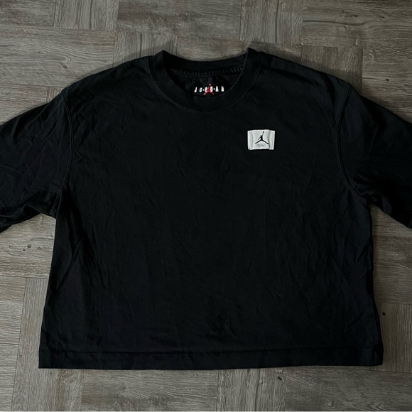 NIKE Jordan Flight Essential Boxy Women's Medium T-Shirt Washed Black Oversize M - Picture 1 of 6